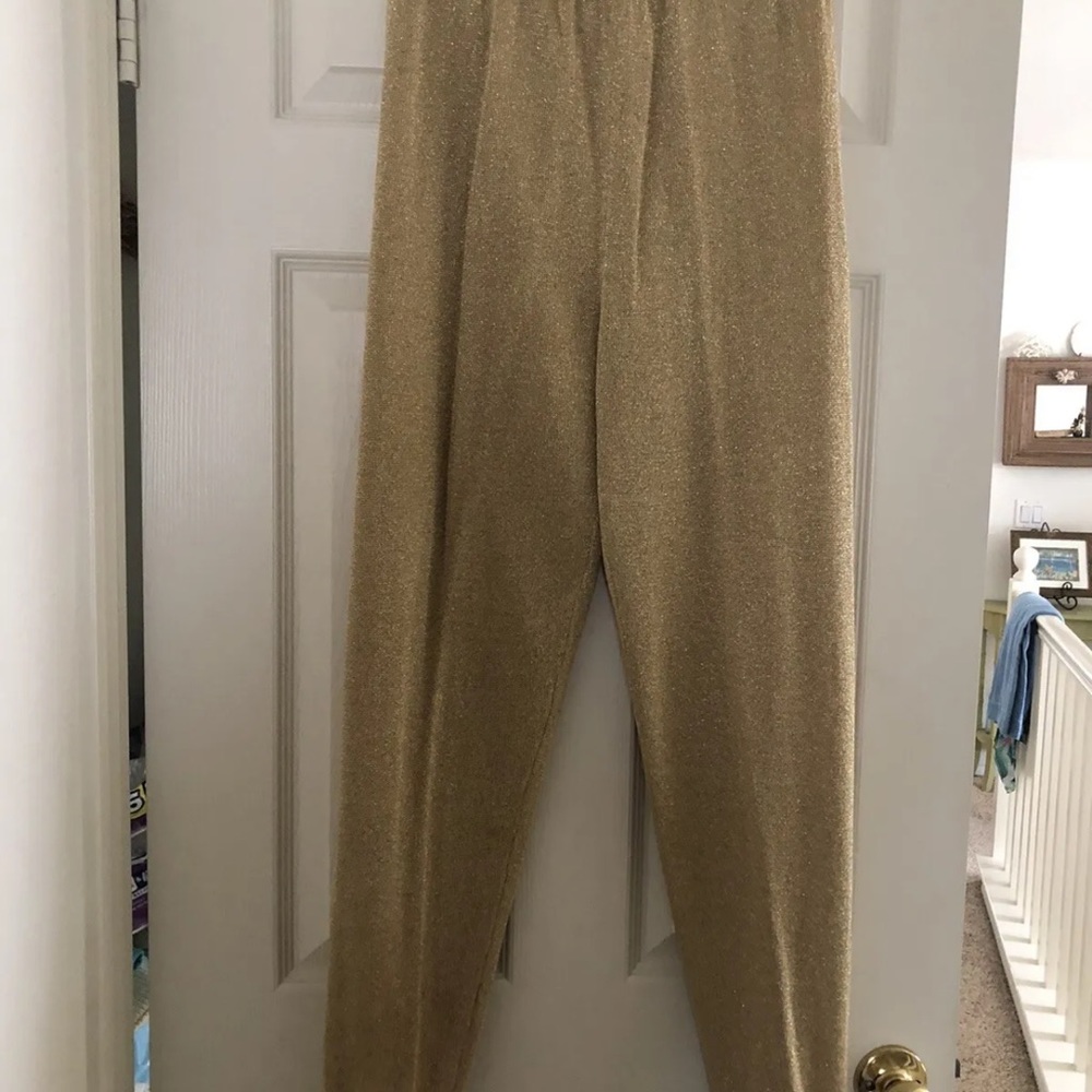 Vintage 80’s 90’s Suzelle Gold Metallic Stirrup Pants Size M EUC